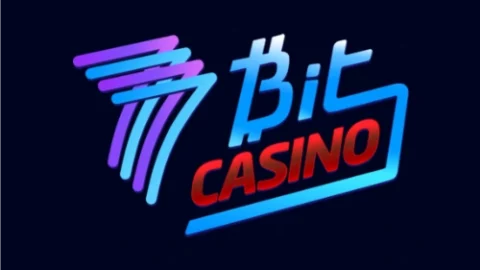 Neon logo reading 'Bit Casino' with purple motion lines on the left, blue gradient text, and a blue underline on dark background