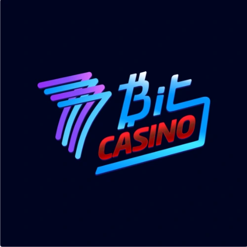 Neon logo reading 'Bit Casino' with purple motion lines on the left, blue gradient text, and a blue underline on dark background