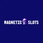 Brand logo for Magnetic Slots featuring a purple helmet between the words MAGNETIC and SLOTS on a dark blue background