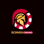 Roman Casino logo: stylized bronze helmet inside a red cape and red-and-white lifebuoy with the ROMAN CASINO wordmark.