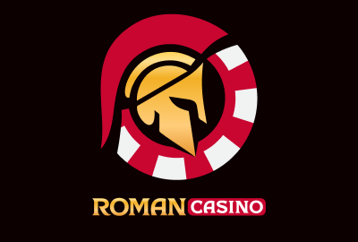 Roman Casino logo: stylized bronze helmet inside a red cape and red-and-white lifebuoy with the ROMAN CASINO wordmark.