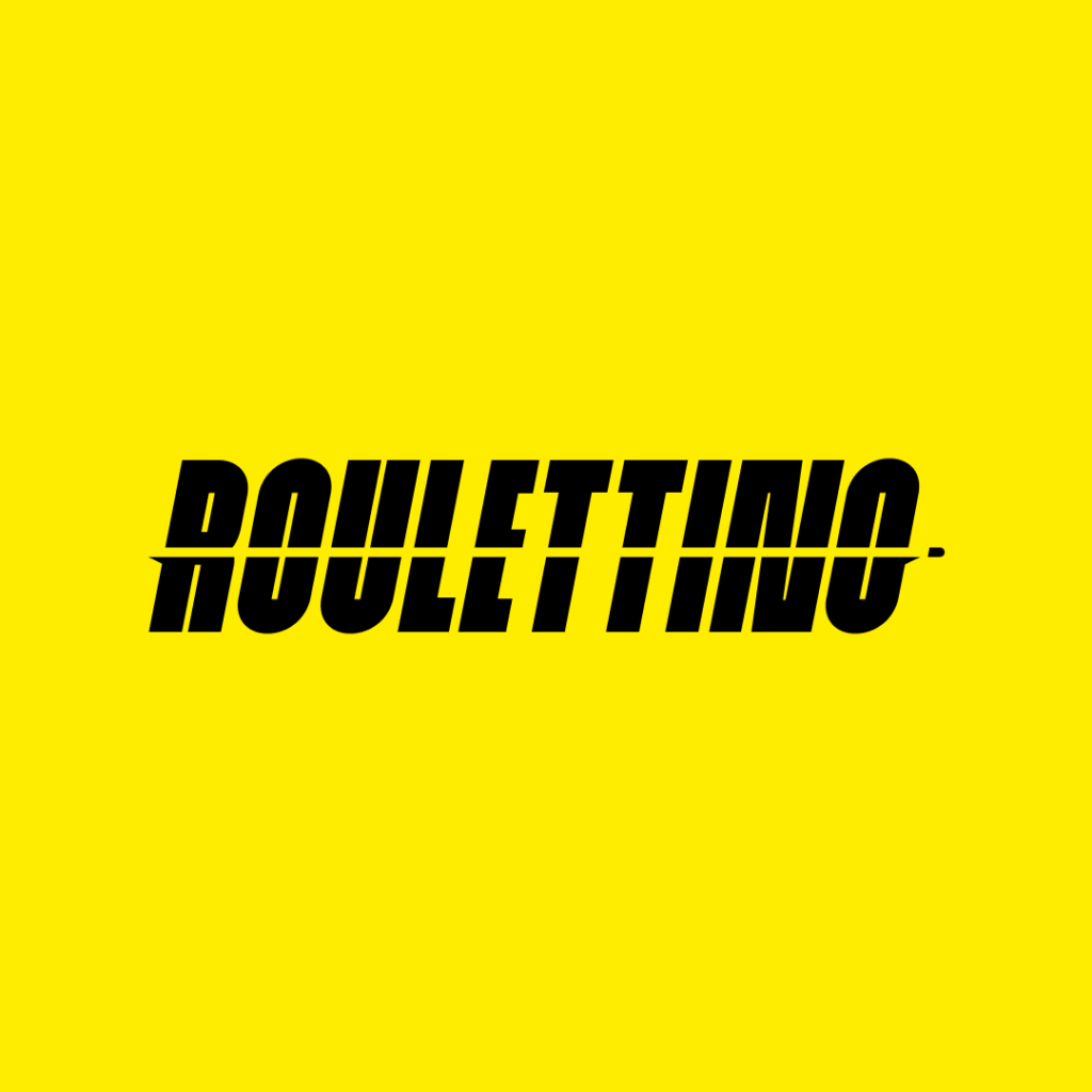 Logo featuring the word 'ROULETTINO' in bold italic black letters on a bright yellow background.