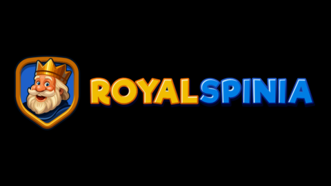 Logo for Royal Spinia: a crowned king portrait inside a shield, with the text 'ROYAL SPINIA' in gold-to-blue gradient on the right.