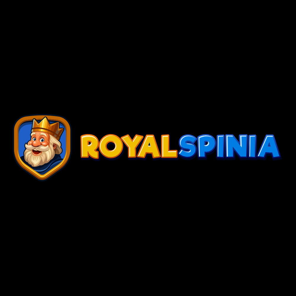 Logo for Royal Spinia: a crowned king portrait inside a shield, with the text 'ROYAL SPINIA' in gold-to-blue gradient on the right.