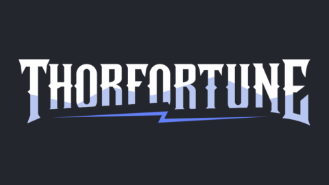 Logo: the word THORFORTUNE in bold stylized white letters with a blue lightning bolt underlining, on a dark background