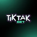 Tik Tak Bet logo with bold white letters, purple outline, and a green 'BET' on a dark green gradient background.