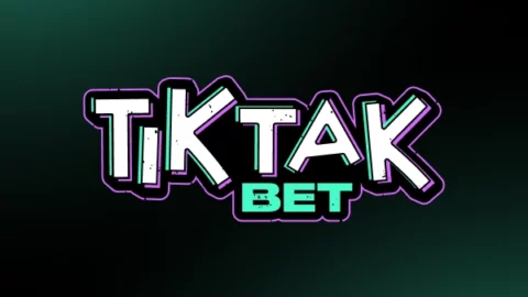 Tik Tak Bet logo with bold white letters, purple outline, and a green 'BET' on a dark green gradient background.
