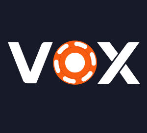 VOX logo on a dark background with an orange poker-chip 'O' between the V and X.