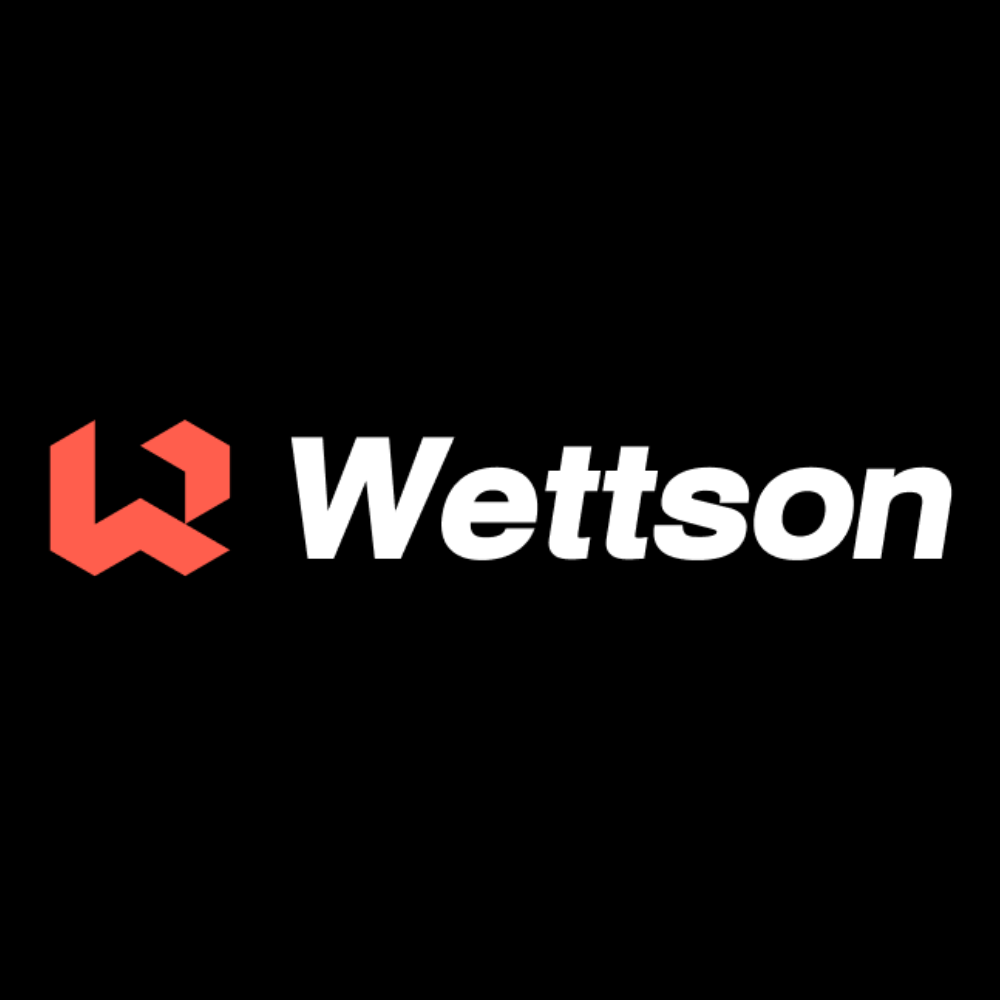 Wettson logo: orange hex icon followed by bold white 'Wettson' text on a black background.