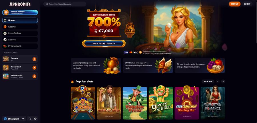 Le site Aphrodite Casino