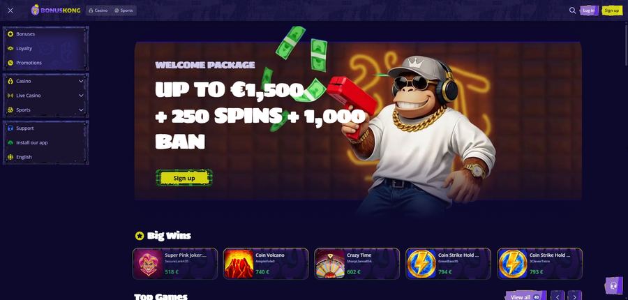Le site Bonus Kong