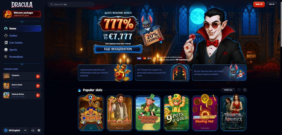 Le site Dracula Casino