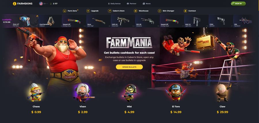 Le site Farmskins
