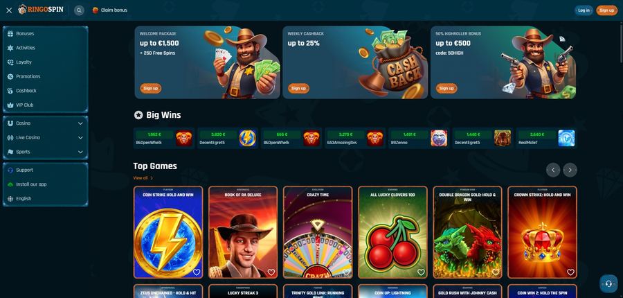 Le site RingoSpin