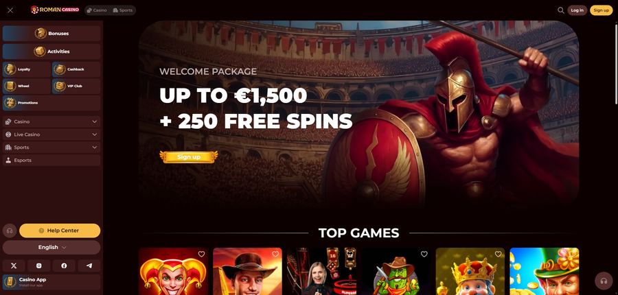 Le site Roman Casino
