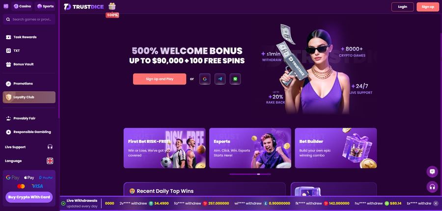 Le site Trust Dice